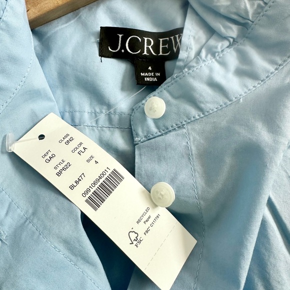 NWT J Crew Cottage Top in Cotton Poplin in Frozen Lake Blue, Size 4 - Picture 6 of 6